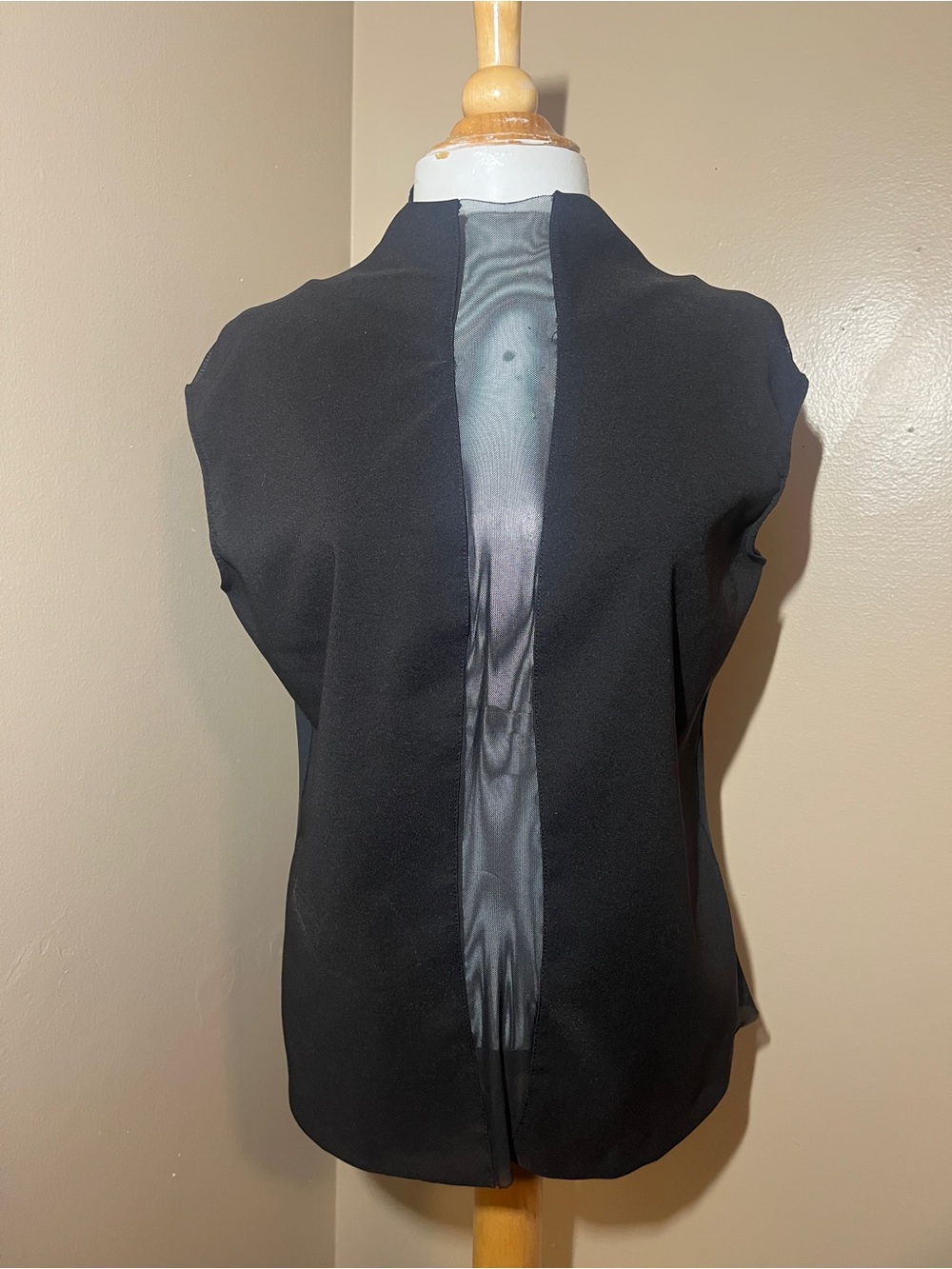 Zara Sheer Mesh Panel Sleeveless Black Blouse Top XXL